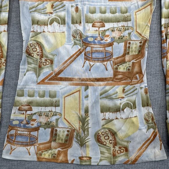 Vintage 70s Long Sleeve Collared Shirt With Retro Interior Design Print Size 7/8 - Picture 3 of 11